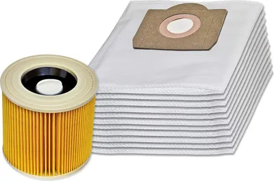 Produktbild von Invest 5 Staubsaugerbeutel mit Filter Ersatz für Kärcher MW 3 Serie WD3, A, 6.959-130