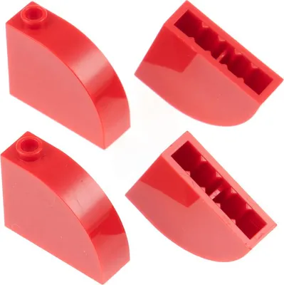 Produktbild von 4x Lego Schrägstein gebogen 3x1x2 2/3 rot gewölbt Rund Stein 6228956 33243