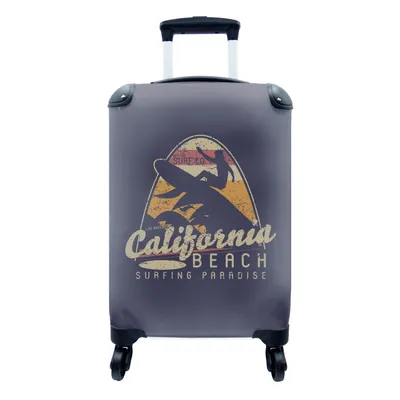 Produktbild von MuchoWow® Koffer Handgepäck Trolley Rollkoffer Kleine Reisekoffer mit 4 Rollen - Vintage - Surfen - Surfbrett - Cabin Size < 55x40x23 cm & 55x40x20 cm - Fotokoffer - Kabinenkoffer - Boardgepäck - Reise-Box - Reisekoffer - Reisegepäck - Koffer mit Bild - Trolley für Kinder