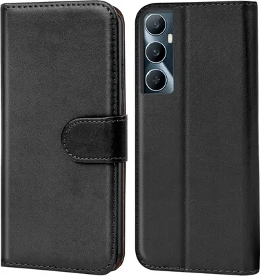 Produktbild von Conie Klapp Tasche für Realme C65 Kartenfach Rundumschutz Hülle in Schwarz