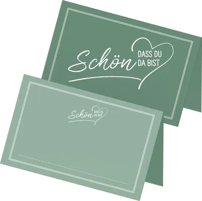 Produktbild von ITENGA 48x Tischkarten Schön dass du da bist V2 salbei grün