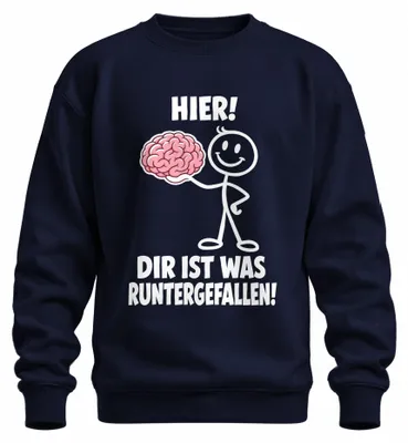 Imagen del producto de ¡Aquí! ¡Se te cayó algo! Sudadera con estampado "Cerebro", "Declaración", "Sarcasmo", color azul marino, talla L