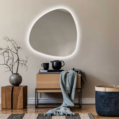 Obrázek produktu pro Artforma Dekorativni Nepravidelné zrcadlo na zeď s osvětlením 94x94 cm | Barva LED: Studená bílá 7000K | JAJ221