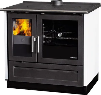 Produktbild von Holzherd Plamen 910 Weiß – Küchenofen mit Backfach & 9 kW Leistung | Dauerbrandherd Holzofen A+