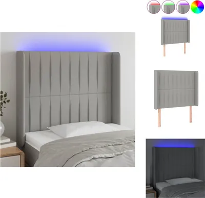 Produktbild von vidaXL LED Kopfteil Hellgrau 103x16x118/128 cm Stoff -  Kopf- & Fußenden