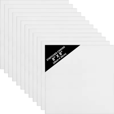 Produktbild von Kurtzy 12 Stück Leinwand zum Bemalen 20 x 20 cm - Quadratische, Vorgespannte Keilrahmen - Geeignet für Acryl- und Ölmalerei Sowie zum Skizzieren und