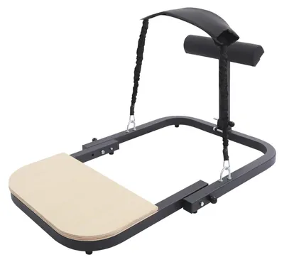 Obrázek produktu pro Přístroj na hip thrust – skládací lavice na posilování hýždí – odporové pásky 13,6 kg na kus – nosnost 150 kg – volně stojící – ocel a javorové dřevo – dřevo