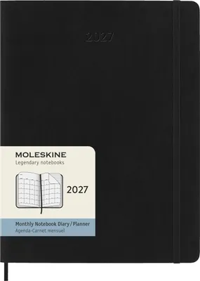 Produktbild von Moleskine Jahreskalender für 12 Monate, 2027, Format XL, 1 Monat = 2 Seiten, linierte Seiten, weicher Einband, schwarz