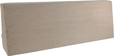 A beige corduroy cushion is shown against a white background.