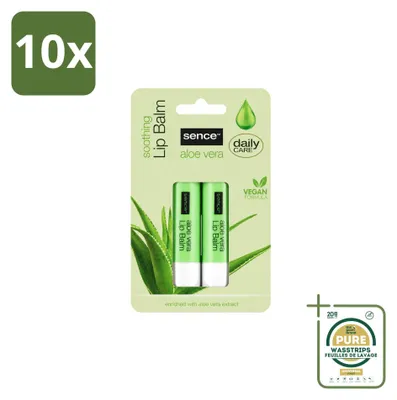 Productafbeelding van 10 x SenceBeauty Aloë Vera Lippenbalsem - Verzorgend - Voorraadverpakking - 10 stuks