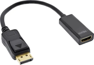 Produktbild von InLine DisplayPort zu HDMI Stecker / Buchse Adapterkabel mit Audio, 4K, 0,15 m, DisplayPort, HDMI, Stecker, Buchse, Gerade