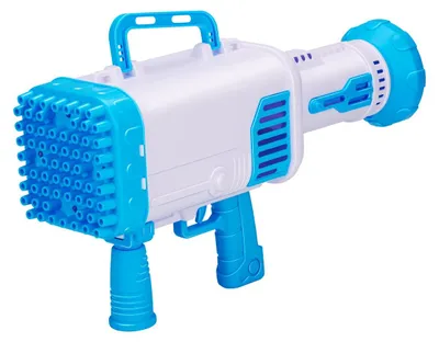 Produktbild von Bubblez Seifenblasenpistole Seifenblasenmaschine für Kinder - Seifenblasen Pistole mit 64 Löchern - AA-Batterien - Inkl. 50 ml Seifenlösung - 42,3 x 13 x 27,4 cm - Kunststoff