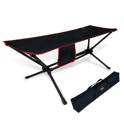 Produktbild von Hängematte mit Gestell Camping, 200x70 cm, 900D Oxford, SchwarzCarbon (4,5 kg); 900D Oxford (wasserabw.); 3-fach verstärkt & Tasche; Inkl. Tasche.