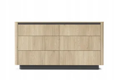 Produktbild von Kommode TORRO 163 cm | Eiche Cremona + Schwarz, 6 Schubladen, Push-to-Open