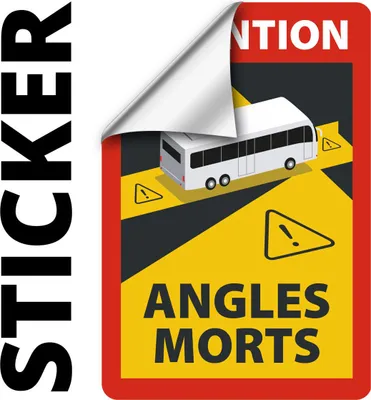 Produktbild von Angles Morts - Toter Winkel Hinweisschild für Bus/Wohnmobil selbstklebend, ablösbar, A5, 12 Stück