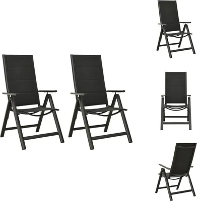 Image de vidaXL Chaises de jardin pliantes 2 pcs. Textilène et aluminium noir - Chaises de jardin