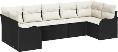 Immagine prodotto di Set divano da giardino vidaXL in polyrattan nero