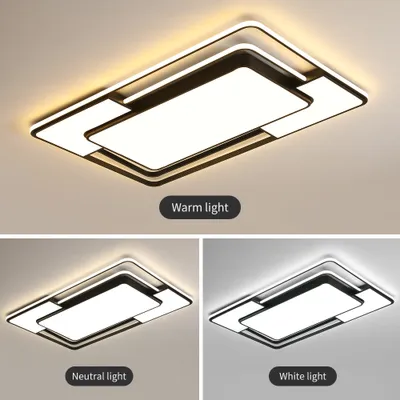 Produktbild von Style home LED Deckenleuchte Deckenlampe 150W, voll dimmbar mit Fernbedienung, moderne Leuchte für Wohnzimmer, Schlafzimmer, Arbeitszimmer, Büro, Rechteckig, 90 * 60 * 6 cm (Schwarz)