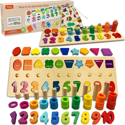Produktbild von Montessori-Spielzeug für Kinder – 1 pädagogisches Spielzeug – Holz – Für Babys – Zählrahmen – Zahlen – Stapeln – Mathematik – Lernen – Geburtstagsgeschenk