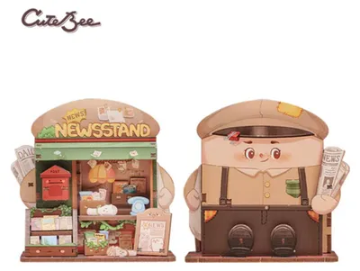 Produktbild von Kiosk Newsstand TaleBox 3D-Puzzle DIY Holz-Modellbausatz Cutebee