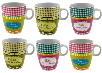 Productafbeelding van Cosy & Trendy Mokken Set van 6 – 200 ml – Home Sweet Home! & Time for Coffee!