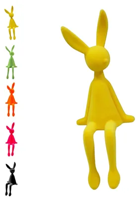 Geflockter Osterhase Kantenhocker, gelb, 28 cm