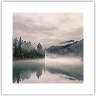 Produktbild von Poster - Poster ohne Rahmen - Reflexion Nebel Landschaft - 30x30 cm - Wand Bild - Wanddeko - Wandbilder - Kunstposter - Wandposter - Bilder - Kunstdruck - Wanddekoration - Wandbild - P2XAC30x30-4482
