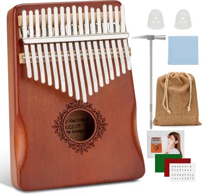 Produktbild von 17-Tasten Mini Kalimba Daumenklavier – Mit Stimmhammer & Lernanleitung für Anfänger, Kinder & Erwachsene