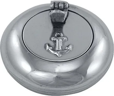 Produktbild von Maritimer Klapp Aschenbecher, Marine Ascher, Messing vernickelt poliert 5,5 cm