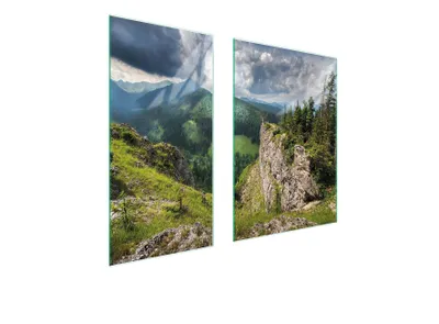 Produktbild von Herdabdeckplatten 2 teilig 75x52 Glaskeramikkochfeld Abdeckung Glas Schneidebrett Landschaft Berge