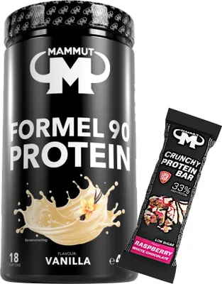 Produktbild von Mammut Nutrition - Formel 90 Protein 460 g Dose - 18 Portionen Eiweiß + GRATIS Protein Bar (Raspberry White Chocolate), Geschmack: Vanilla