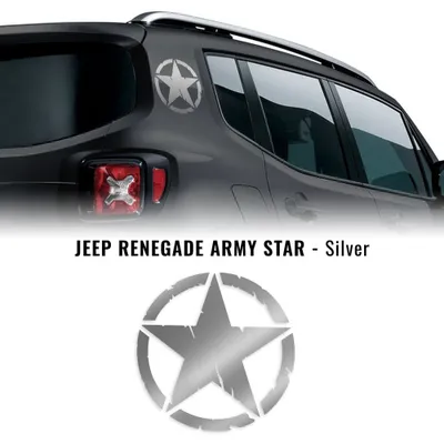 Image de Autocollant étoile Army Militare pour Jeep Renegade, Diam 20 cm, argent, 2 pièces