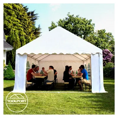 Produktbild von Partyzelt 3x4 m Premium, hochwertige PVC Plane 750 N in weiß, 100% wasserdicht mit Bodenrahmen