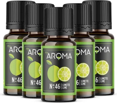 Produktbild von myAROMA flavour drops – Limette 5x10ml, zuckerfrei, kalorienfrei & vegan, natürliches Aroma für Küche und Getränke, Nr. 46