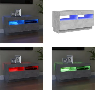 Immagine prodotto di mobile TV vidaXL con illuminazione LED grigio cemento 80x35x40 cm - mobile TV - mobili TV - mobile TV con LED - mobili TV