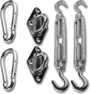 Produktbild von Befestigung Sonnensegel Set Viereck verzinkt Stahl 2xSpannschraube 2xKarabiner 2xWandöse