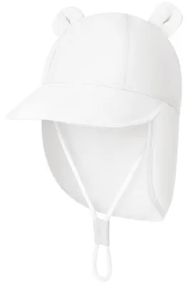 Obrázek produktu pro Dětská kšiltovka s ochranou krku, sluneční klobouk pro miminka, UV ochrana SPF50+, design s ochranou uší, vhodná pro věk 6-12 měsíců, barva: bílá