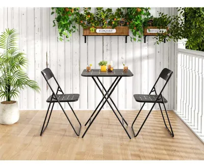 Produktbild von 3-teiliges Gartenmöbel Set klappbar, Balkon Bistroset wetterfest, 2 Stühle 1 Tisch grün