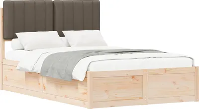Produktbild von Bettgestell mit gepolstertem Kopfteil Taupe 120 x 200 cm