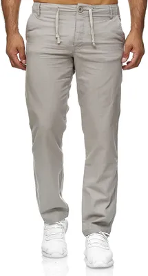 Produktbild von Reslad Herren bequeme Baumwollhose Leinenhose Optik Strandhose RS-3000 Hellgrau S