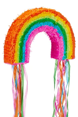 Produktbild von 4 tlg. Pinata Set Regenbogen, XXL Konfetti Sack 0,28 kg, Pinatastab mit Augenmaske, Piñata, Pinatastock & Maske, bunt