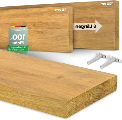 Productafbeelding van Zwevend Wandrek 120 cm - Natuurlijk Geolied - Modern Bevestigingsrek