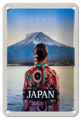Produktbild von Blechschild Reise 12x18cm Japan Frau Gebirge Kleidung Schnee Schild
