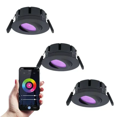 Produktbild von hoftronicsmart LED Einbaustrahler 8W 600lm IP65 RGBWW Schwarz 3er-Set