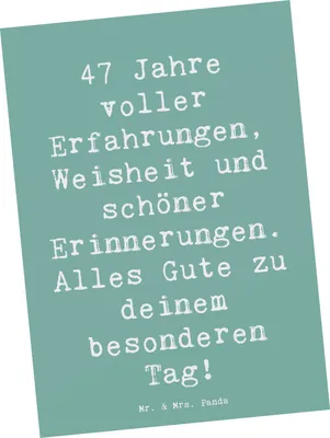 Produktbild von Mr. & Mrs. Panda Postkarte Spruch 47. Geburtstag - Meeresbrise - Geschenk, Alter, Handgemachte Produkte, Feierlichkeiten, Postkarten, Fotokarte, Weisheit, Erfahrungen