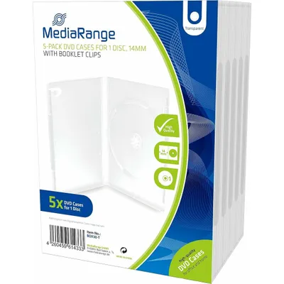 Produktbild von MediaRange BOX30-T, DVD-Hülle, 1 Disks, Transparent, Kunststoff, 120 mm, 136 mm