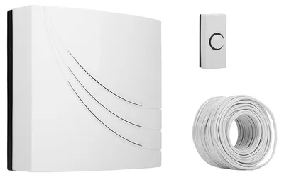Productafbeelding van Byron Gong Type 761 - Bedrade Deurbelset voor Opbouwmontage - Kiesbaar uit 8 Verschillende Melodieën - Inclusief 5 Meter Kabel - Werkt op Trafo of 9V Batterij (excl.) - Kleur Wit