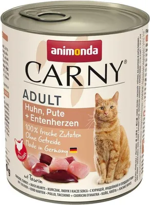 Produktbild von Animonda Cat Dose Carny Adult 6x800g  |  Huhn, Pute + Entenherzen