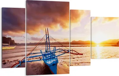 Produktbild von Bild auf Leinwand - Leinwandbild - Ufer Boot Strand - 120x70cm - Wand Bild - Wanddeko - Wandbilder - Leinwanddruck - Bilder - Kunstdruck - Wanddekoration - Leinwand bilder - Wandkunst - DL120x70-3905