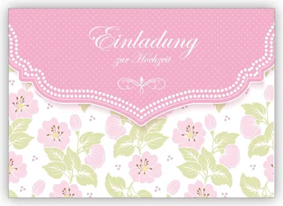 Produktbild von Schöne Einladungskarte mit zartem Blüten Muster in ros für Brautpaare: Einladung zur Hochzeit